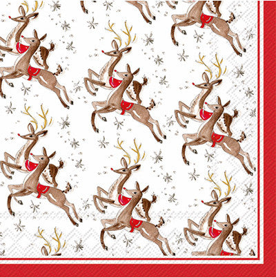 These Reindeer Decoupage Paper Napkins are of exceptional quality and imported from Europe.  3-ply. Silky feel. Vivid ink colors that don't bleed when moistened. Ideal for Decoupage Crafting, DIY craft projects, Scrapbooking