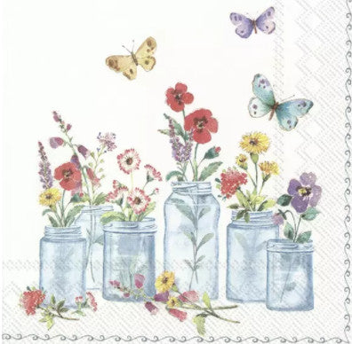 These Summer Jars Decoupage Paper Napkins are Exceptional quality and imported from Europe. Ideal for Decoupage Crafting, Scrapbooking
