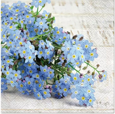 These Forget Me Not Floral Decoupage Paper Napkins are Exceptional quality and imported from Europe. Ideal for Decoupage Crafting, Scrapbooking