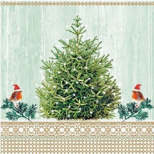 These Robins Christmas Tree Decoupage Paper Napkins are of exceptional quality and imported from Europe. Ideal for Decoupage Crafting, DIY craft projects, Scrapbooking