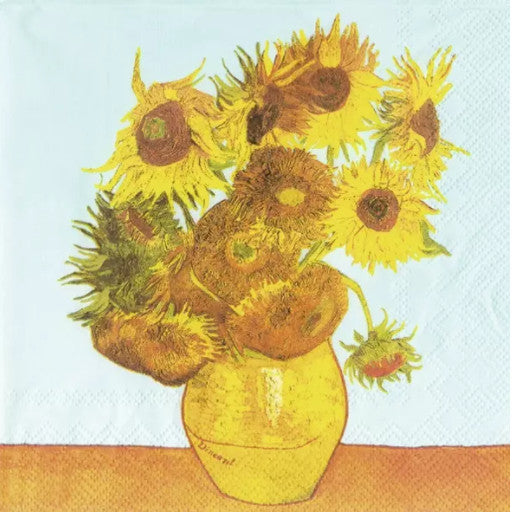 Shop Van Gogh Sunflowers Decoupage Paper Napkins are of exceptional quality and imported from Europe. Ideal for Decoupage Crafting, DIY craft projects, Scrapbooking, Mixed Media, Art Journaling, Cardmaking