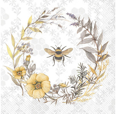 Shop Wildflower Bee Wreath Decoupage Napkin for Crafting, Scrapbooking