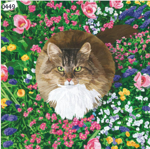 Shop Floral Garden Cat Decoupage Napkin for Crafting, Scrapbooking, Journals