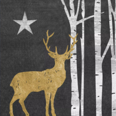 Dark Gray Mystic Deer Decoupage Napkin. They are 3-ply. Ideal for Decoupage Crafting, DIY craft projects, Scrapbooking, Mixed Media, Art Journaling, Cardmaking, Collage