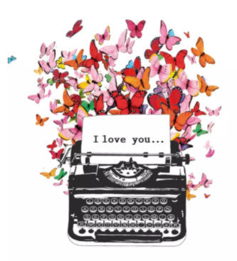Shop "I Love You" letter in Typewriter Decoupage Napkin for Valentine's Day. Exceptional quality. Imported from Europe. 3-ply. Ideal for Decoupage Crafting, DIY craft projects