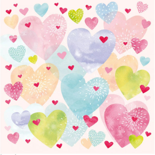 These Pastel colored Konfetti Hearts Decoupage Paper Napkins are of exceptional quality and imported from Europe. Ideal for Decoupage Crafting, DIY craft projects, Scrapbooking, Mixed Media