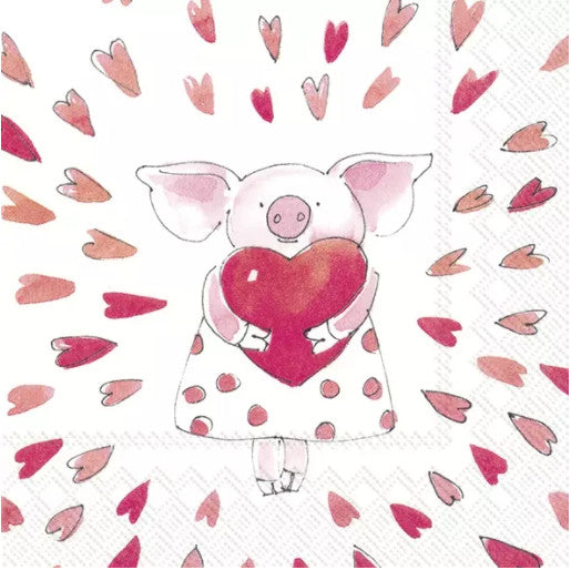 These pink Piggy Love Heart Decoupage Paper Napkins are of exceptional quality and imported from Europe. Ideal for Decoupage Crafting, DIY craft projects, Scrapbooking, Mixed Media