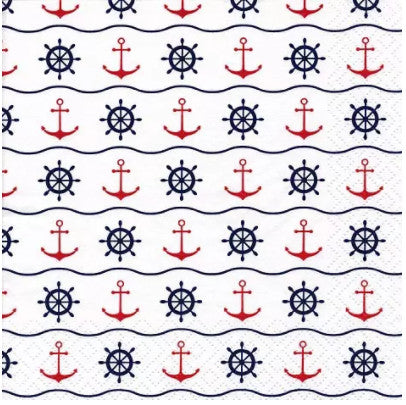 These Nautical Anchors & Steering Wheels Decoupage Paper Napkins are Exceptional quality and imported from Europe. Ideal for Decoupage Crafting,, Scrapbooking