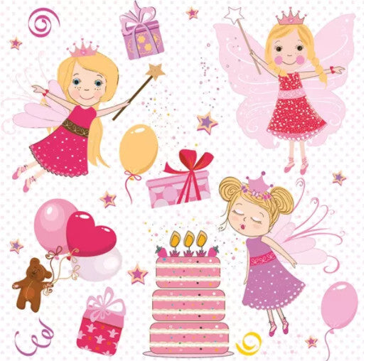 Shop Birthday Fairies Decoupage Paper Napkins are of exceptional quality and imported from Europe. This makes them ideal for Decoupage Crafting, DIY craft projects, Scrapbooking