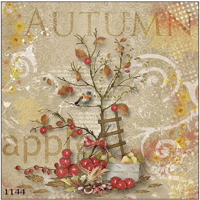 Rustic  Apple Harvest Decoupage Napkin for Crafting and Scrapbooking
