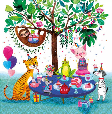 Animal Birthday Party Decoupage Napkin for Crafting and Scrapbooking