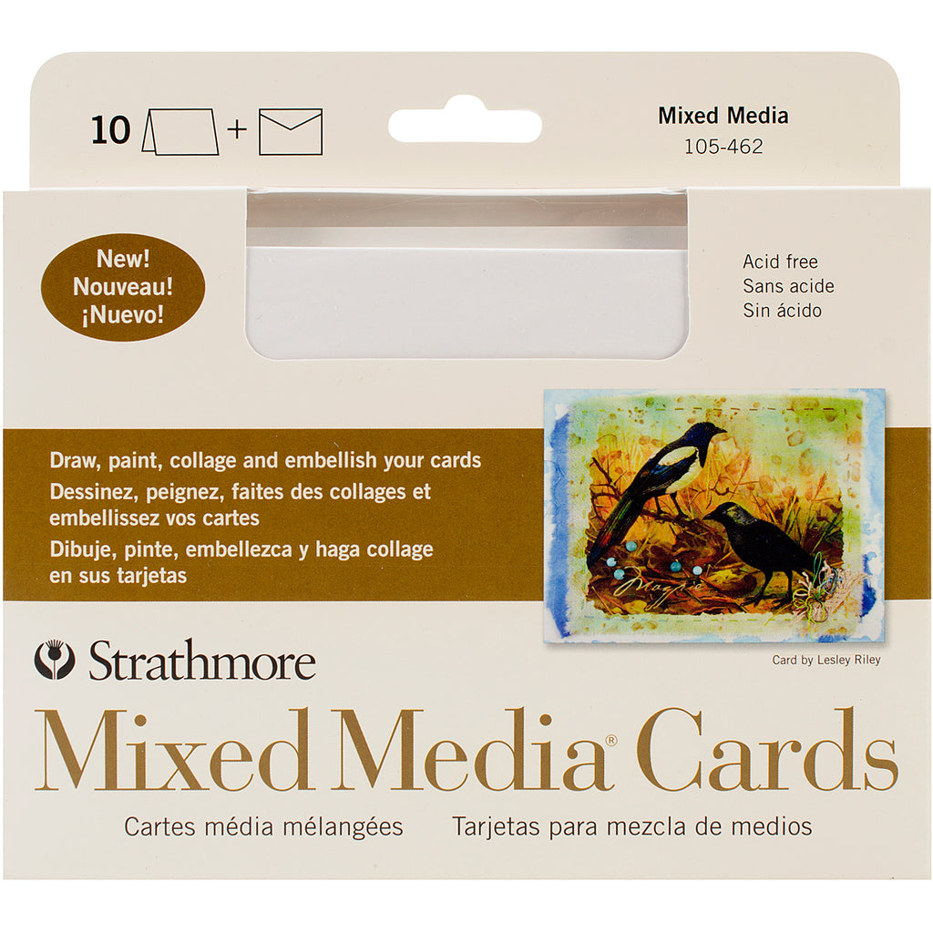 Strathmore Cards & Envelopes 5" X 6.875" 10/Pkg Strathmore-Mixed Media Cards. Attributes of a watercolor paper. Vellum drawing finish