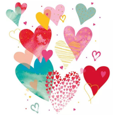 Shop Colorful Valentine Hearts Napkin for Crafting, Scrapbooking, Journaling, Cardmaking