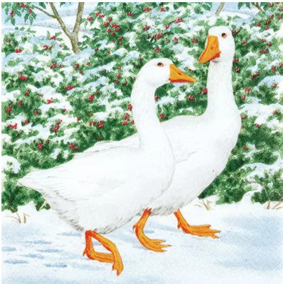 Shop Pair of White Geese in Winter Napkin for Crafting, Scrapbooking, Journaling, Cardmaking