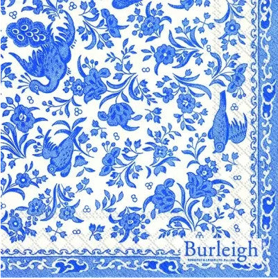 Shop Blue Toile Flowers and Peacocks Napkin for Crafting, Scrapbooking, Journaling, Cardmaking