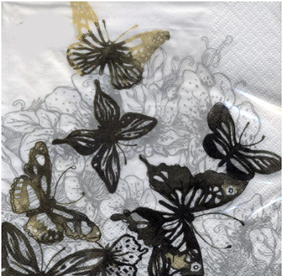 Shop Black Gold & Silver Butterflies Decoupage Paper Napkin for Crafting, Scrapbooking, Journaling