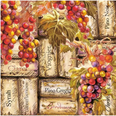 Shop Wine Corks and Grapes Decoupage Paper Napkin for Crafting, Scrapbooking, Journaling