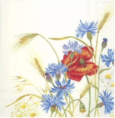 Shop Red and Blue Field Flowers Decoupage Paper Napkin for Crafting, Scrapbooking, Journaling