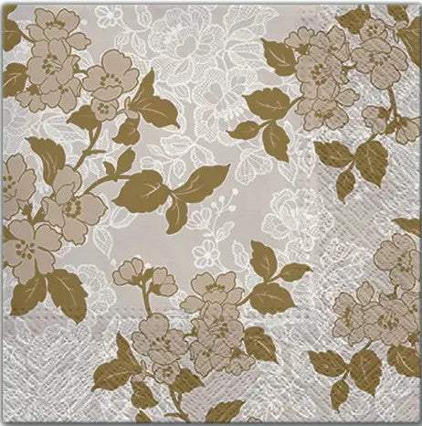 Shop Gold Leaves & Flowers Decoupage Paper Napkin for Crafting, Scrapbooking, Journaling