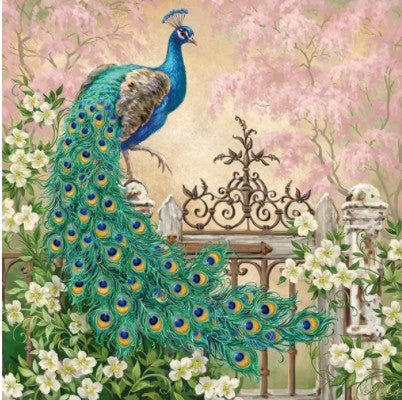 Shop Peacock on Garden Fence with Flowers Decoupage Paper Napkin for Crafting, Scrapbooking, Journaling