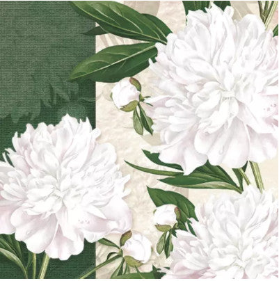 Shop White Peony and Green Leaves Decoupage Paper Napkin for Crafting, Scrapbooking, Journaling