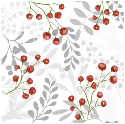 Shop Red Berries and Silver Leaves Decoupage Paper Napkin for Crafting, Scrapbooking, Journaling