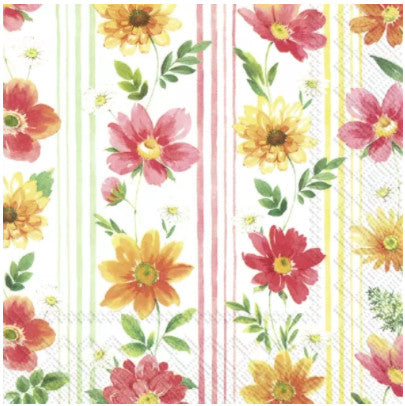 Shop Red and Yellow Floral with Stripes Decoupage Paper Napkin for Crafting, Scrapbooking, Journaling