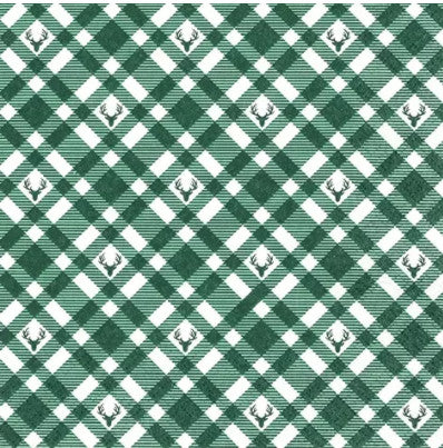 Shop Green Plaid with Deer Pattern Decoupage Paper Napkin for Crafting, Scrapbooking, Journaling