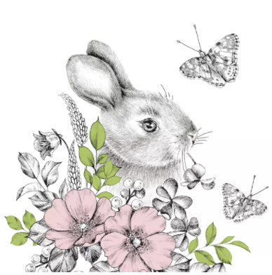 Shop Graphite Bunny with Flowers Decoupage Paper Napkin for Crafting, Scrapbooking, Journaling