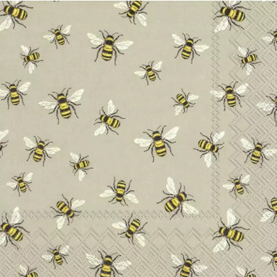 These Bees on Beige Decoupage Paper Napkins are of exceptional quality. Imported from Europe. 3-ply, silky feel. Ideal for Decoupage Crafting, Scrapbooking