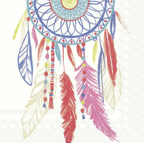 These Colorful Dream catcher Decoupage Paper Napkins are of exceptional quality. Imported from Europe. 3-ply, silky feel. Ideal for Decoupage Crafting, Scrapbooking
