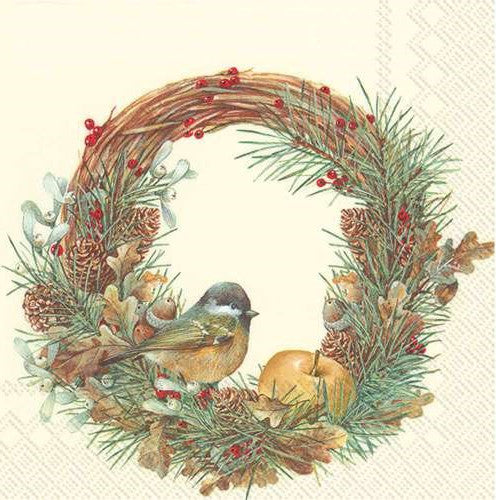 These Little Bird Wreath Fall Decoupage Paper Napkins are of exceptional quality. Imported from Europe. 3-ply, silky feel. Ideal for Decoupage Crafting, Scrapbooking