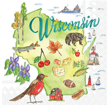These Wisconsin State Decoupage Paper Napkins are of exceptional quality. Imported from Europe. 3-ply, silky feel. Ideal for Decoupage Crafting, Scrapbooking