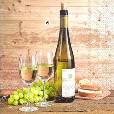 These White Wine Decoupage Paper Napkins are of exceptional quality. Imported from Europe. 3-ply, silky feel. Ideal for Decoupage Crafting, Scrapbooking