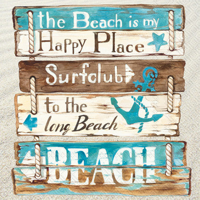 These Beach Signs Decoupage Paper Napkins are of exceptional quality. Imported from Europe. 3-ply, silky feel. Ideal for Decoupage Crafting, Scrapbooking