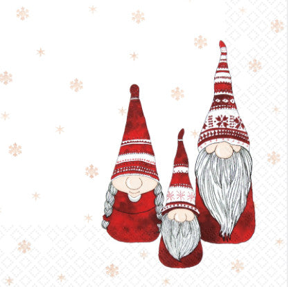 These Gnomes in Snow Decoupage Paper Napkins are of exceptional quality. Imported from Europe. 3-ply, silky feel. Ideal for Decoupage Crafting, Scrapbooking