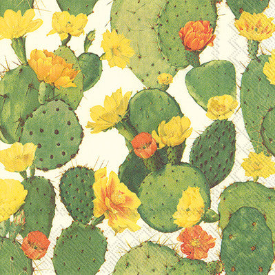 These Cactus Yellow Flowers Decoupage Paper Napkins are of exceptional quality. Imported from Europe. 3-ply, silky feel. Ideal for Decoupage Crafting, Scrapbooking