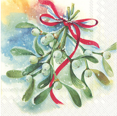 These Winter Mistletoe Decoupage Paper Napkins are of exceptional quality. Imported from Europe. 3-ply, silky feel. Ideal for Decoupage Crafting, Scrapbooking