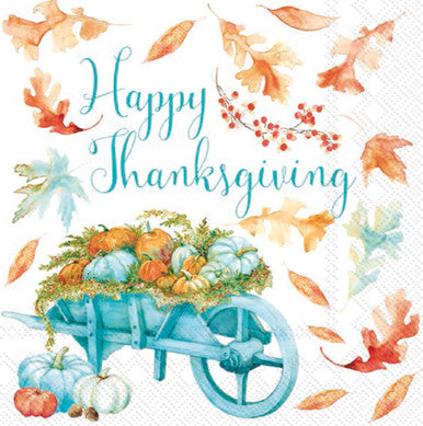 These Thanksgiving Autumn Wheelbarrow Wishes Decoupage Paper Napkins are of exceptional quality. Imported from Europe.  3-ply Ideal for Decoupage 