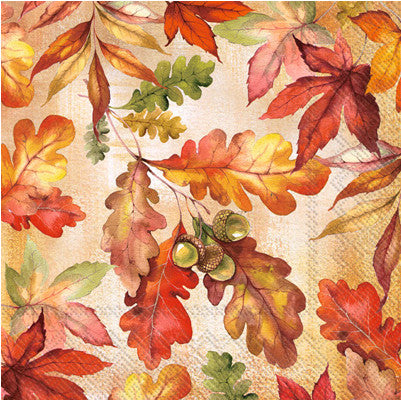 Shop Fall leaves Decoupage Paper Napkins are of exceptional quality and imported from Europe.  3-ply Silky feel. Vivid ink colors. Ideal for Decoupage Crafting, DIY, Scrapbooking