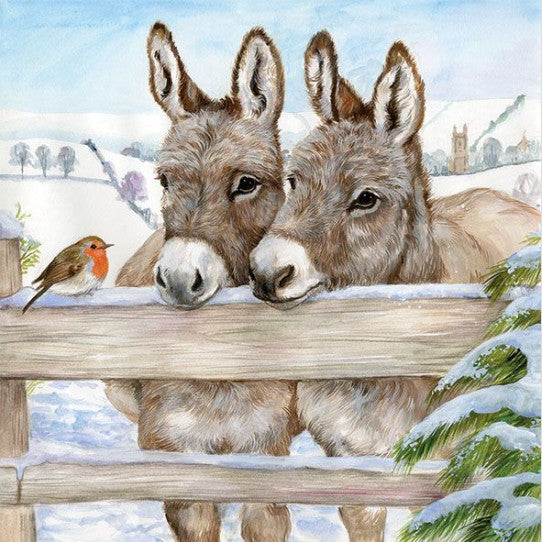  Shop Donkeys  in snowDecoupage Paper Napkins are of exceptional quality and imported from Europe.  3-ply Silky feel. Vivid ink colors. Ideal for Decoupage Crafting, DIY, Scrapbooking