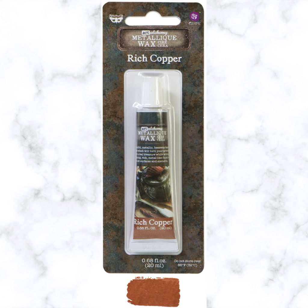 Rich Copper Finnabair Art Alchemy Metallique Wax - 1 tube .68 oz (20 ml). This beautiful, metallic beeswax-based paste will turn your artwork into a real treasure