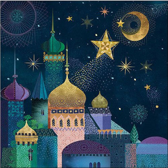 These Minarettes Far East City Decoupage Paper Napkins are of exceptional quality and imported from Europe.  3-ply Silky feel. Vivid ink colors. Ideal for Decoupage Crafting, DIY, Scrapbooking