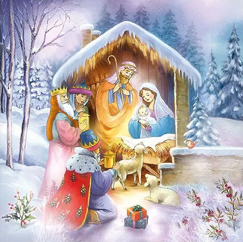 Shop Christmas Nativity Decoupage Paper Napkins are of exceptional quality and imported from Europe.  3-ply Silky feel. Vivid ink colors. Ideal for Decoupage Crafting, DIY, Scrapbooking,