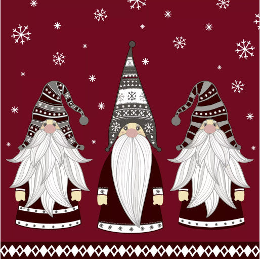 Shop Gnomes Christmas Gnome Decoupage Paper Napkins are of exceptional quality, mported from Europe. They are 3-ply.  Ideal for Decoupage Crafting, DIY craft projects, Scrapbooking
