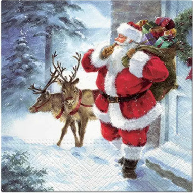 These Decoupage Santa is Coming Christmas Paper Napkins are of exceptional quality. Imported from Europe.  3-ply. Ideal for Decoupage Crafting