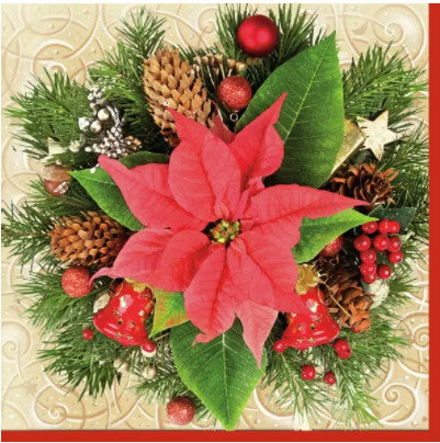 These Decoupage Red Poinsettia Paper Napkins are of exceptional quality. Imported from Europe.  3-ply. Ideal for Decoupage Crafting, DIY craft projects, Scrapbooking
