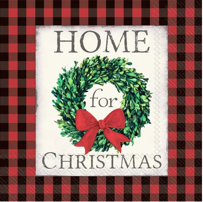 Shop Home For Christmas Wreath Decoupage Paper Napkins are exceptional quality. Imported from Europe. 3-ply. Ideal for Decoupage Crafting