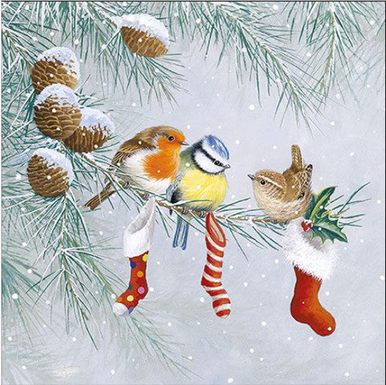 Shop Christmas Socks with Birds Decoupage Paper Napkins are exceptional quality. Imported from Europe. 3-ply. Ideal for Decoupage Crafting, DIY