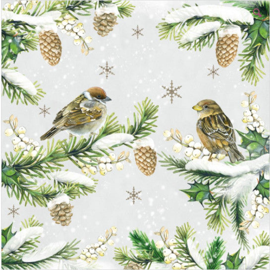 Shop Sparrows in Snow Decoupage Paper Napkins are exceptional quality. Imported from Europe. 3-ply. Ideal for Decoupage Crafting, DIY